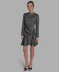 Bcbg Women's Embellished Mock-Neck Satin Shift Dress