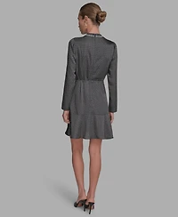 Bcbg Women's Embellished Mock-Neck Satin Shift Dress
