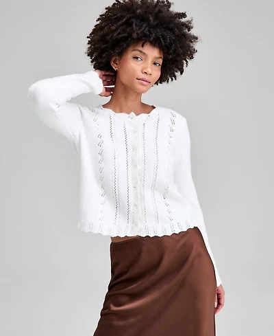 And Now This Women's Pointelle Scalloped-Edge Cardigan, Macy's Exclusive