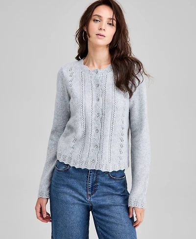 And Now This Women's Pointelle Scalloped-Edge Cardigan, Macy's Exclusive