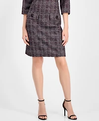 Connected Petite Printed Ponte 3/4-Sleeve Sheath Dress
