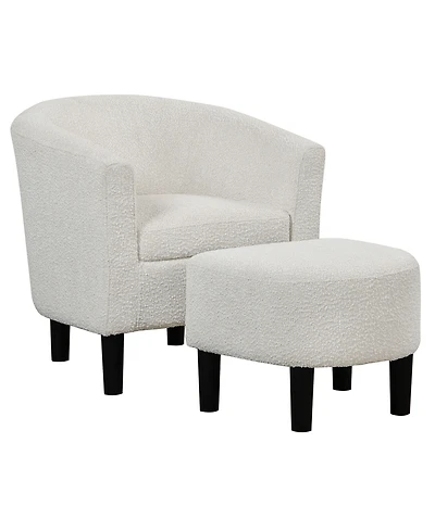 Convenience Concepts 26.25" Boucle Take a Seat Churchill Accent Chair with Ottoman