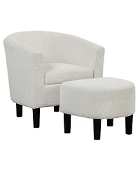 Convenience Concepts 26.25" Boucle Take a Seat Churchill Accent Chair with Ottoman