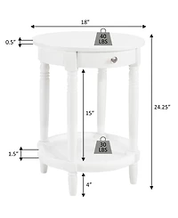 Convenience Concepts 18" Wood French Country Manor No Tools Round End Table