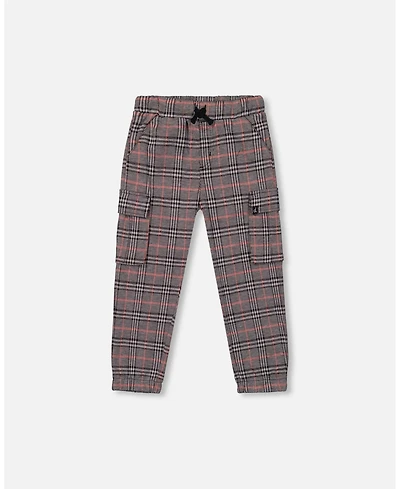Deux par Toddler Boys Plaid Cargo Pant Gray and Black - Toddler|Child
