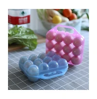 Basicwise Clear Plastic Egg Carton, 12 Egg Holder Carrying Case with Handle, Set of 2