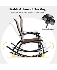 2 Pcs Outdoor Rocking Chairs with Breathable Backrest Smooth Safe Design