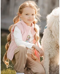 Deux par Girl Corduroy Puffy Sleeveless Vest Dusty Pink - Child