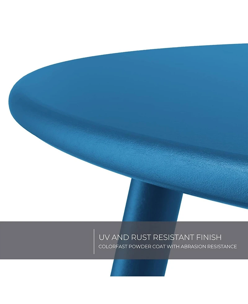 Mondawe 18" Galvanized Patio Steel Side Table,Powder-Coated, Uv/Rust-Proof,W/ Adjustable Foot Pads