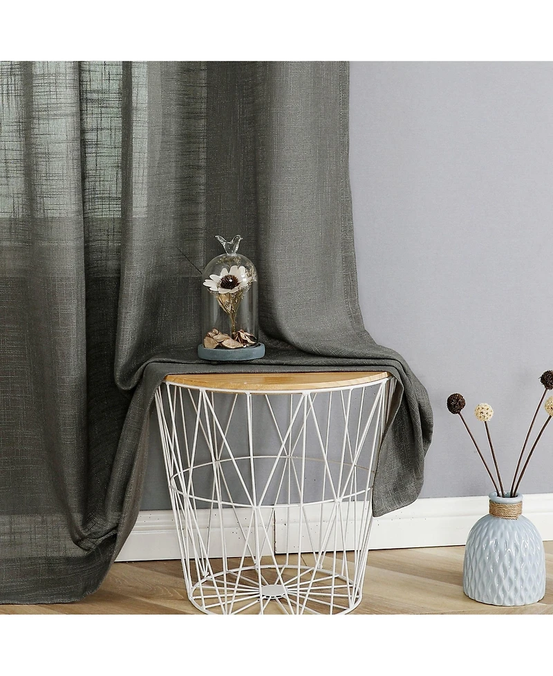 Kate Aurora 2 Pack Lux Thread Premium Woven Grommet Top Sheer Curtain Panels - Spice