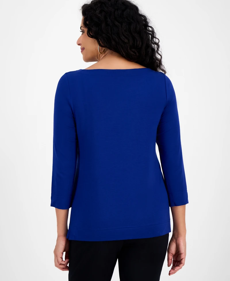 Jm Collection Women's Boat-Neck 3/4-Sleeve Top, Macy's Exclusive