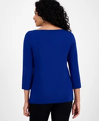 Jm Collection Women's Boat-Neck 3/4-Sleeve Top, Macy's Exclusive