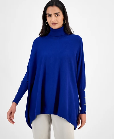 Jm Collection Women's Poncho Turtleneck Sweater, Regular & Petite, Created for Macy's