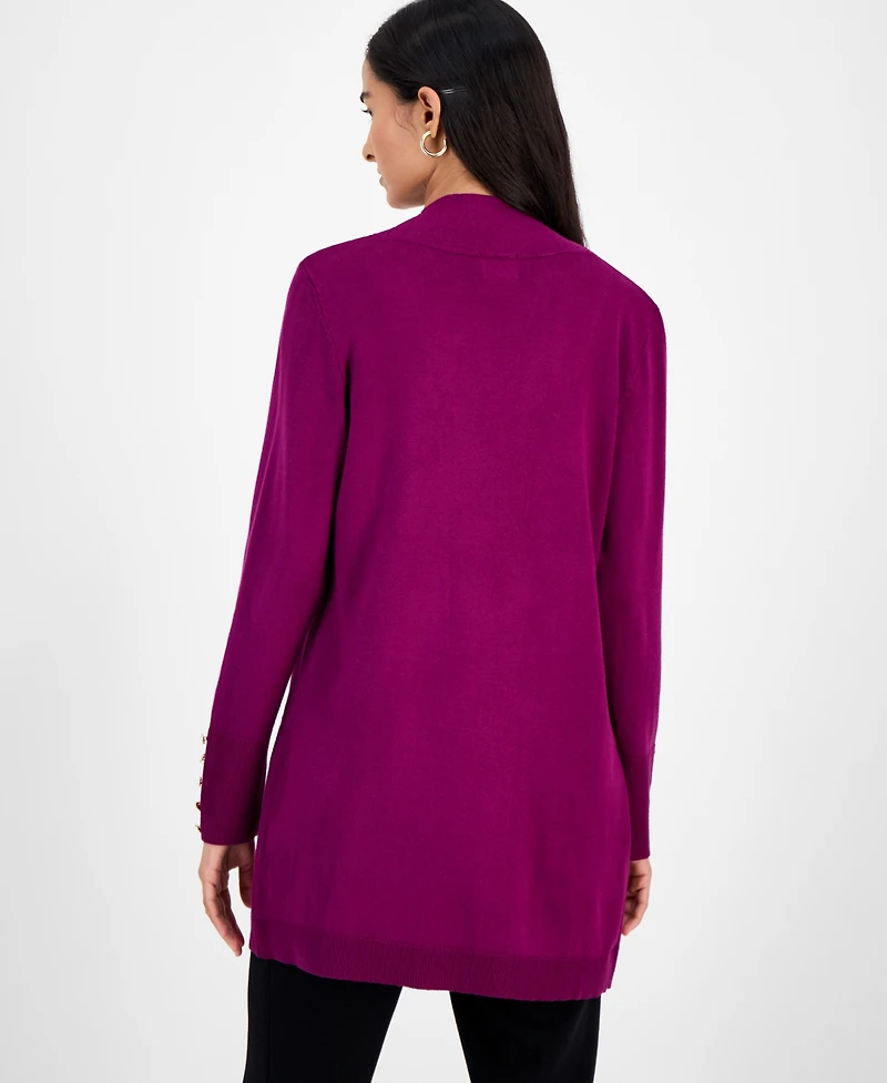 Jm Collection Women's Button-Sleeve Flyaway Cardigan Sweater