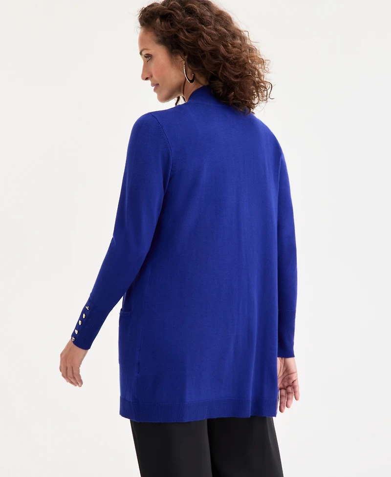 Jm Collection Women's Button-Sleeve Flyaway Cardigan Sweater