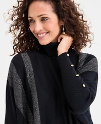 Jm Collection Women's Turtleneck Long-Sleeve Poncho Sweater, Macy's Exclusive