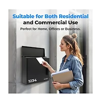 SereneLife Outdoor Wall Mount Locking Mailbox Apartment Letter Organizer, Includes 2 Keys (Black)
