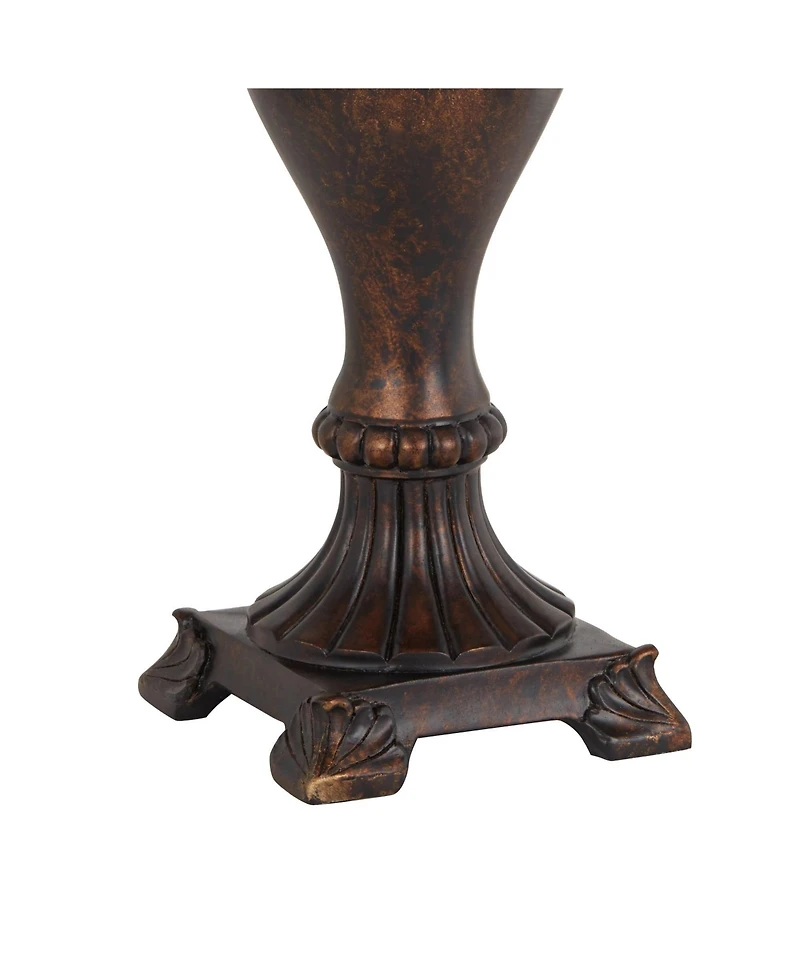Regency Hill Xavier Traditional Accent Table Lamp 21" High Warm Bronze Urn Footed Base Natural Tone Bell Shade for Bedroom Living Room Bedside Of