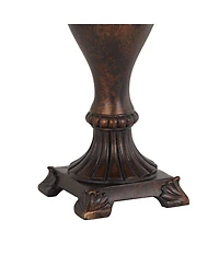 Regency Hill Xavier Traditional Accent Table Lamp 21" High Warm Bronze Urn Footed Base Natural Tone Bell Shade for Bedroom Living Room Bedside Of