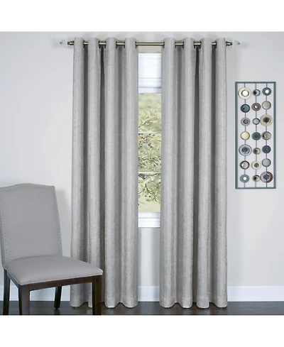 Kate Aurora Vesper Room Darkening Grommet Top Crinkled Satin Lined Single Window Curtain Panel - 84 in. Long Silver