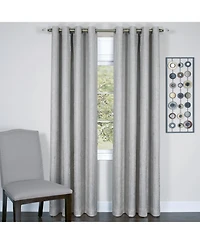 Kate Aurora Vesper Room Darkening Grommet Top Crinkled Satin Lined Single Window Curtain Panel - 84 in. Long Silver