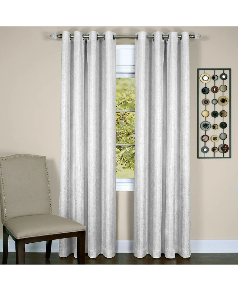 Kate Aurora Vesper Room Darkening Grommet Top Crinkled Satin Lined Single Window Curtain Panel - 84 in. Long Silver