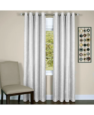 Kate Aurora Vesper Room Darkening Grommet Top Crinkled Satin Lined Single Window Curtain Panel - 84 in. Long Silver