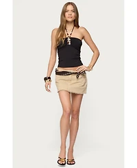 Edikted Women's Carmel Bead Ruched Halter Top
