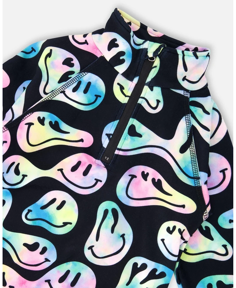 Deux par Girl Two-Piece Thermal Underwear Set Smiley Face