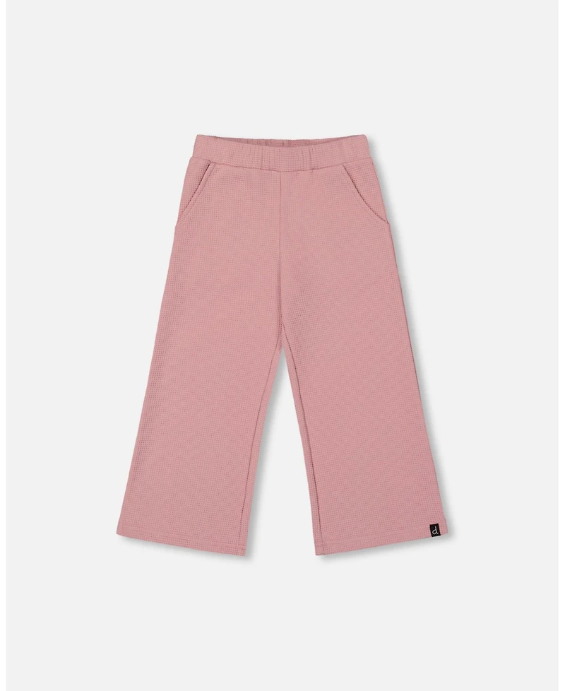 Deux par Girl Waffle Flare Leg Pants Dusty Pink
