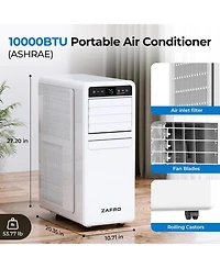 Zafro 10,000 Btu Portable Air Conditioner 3-in-1 with Fan, Dehumidifier & Drain-Free Cooling, App/Remote Control, Quiet 48dB, Sleep Mode, 24H Timer
