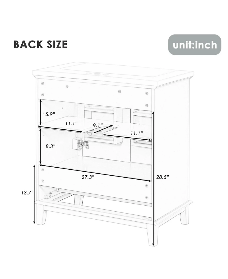 Streamdale Furniture 30" Bathroom Vanity with Sink Combo