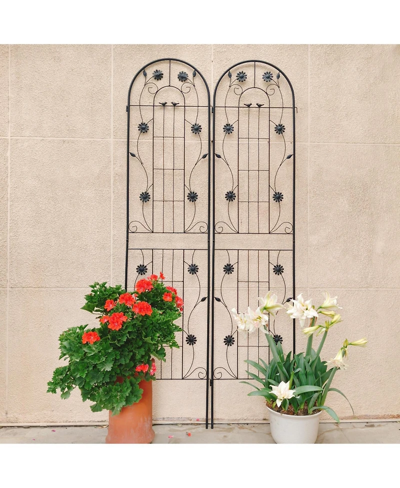 Streamdale Furniture 2 Pack Metal Garden Trellis 86.7" Black