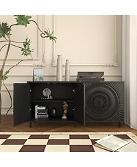 Streamdale Furniture Black Wood Sideboard Buffet Storage Cabinet