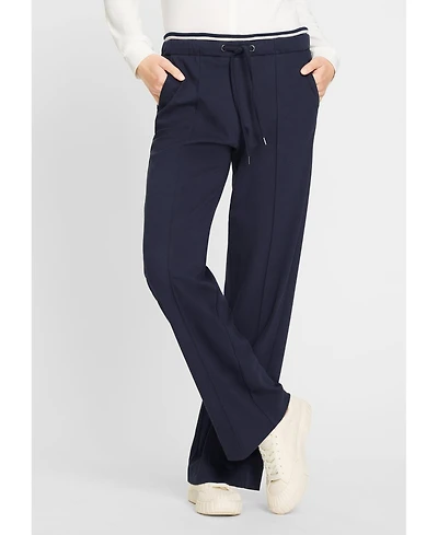 Olsen Women's Anna Fit Wide Leg Stretch Knit Drawstring Trouser