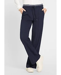 Olsen Women's Anna Fit Wide Leg Stretch Knit Drawstring Trouser