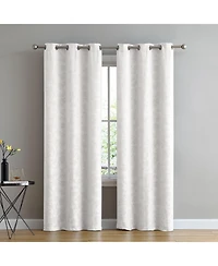 Kate Aurora Chic Living 2 Pack Floral Leaves Embossed Room Darkening Grommet Top Curtain Panels - 84 in. Long Ivory