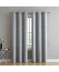 Kate Aurora Chic Living 2 Pack Floral Leaves Embossed Room Darkening Grommet Top Curtain Panels - 84 in. Long Ivory