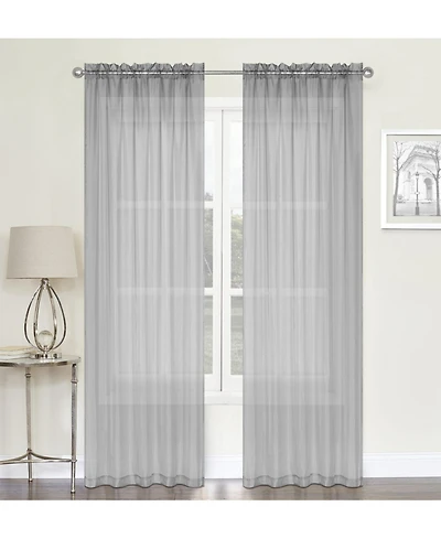 Kate Aurora Chic Living Jillian 2 Piece Ultra Lux Wide Rod Pocket Sheer Vole Window Curtain Panels - in