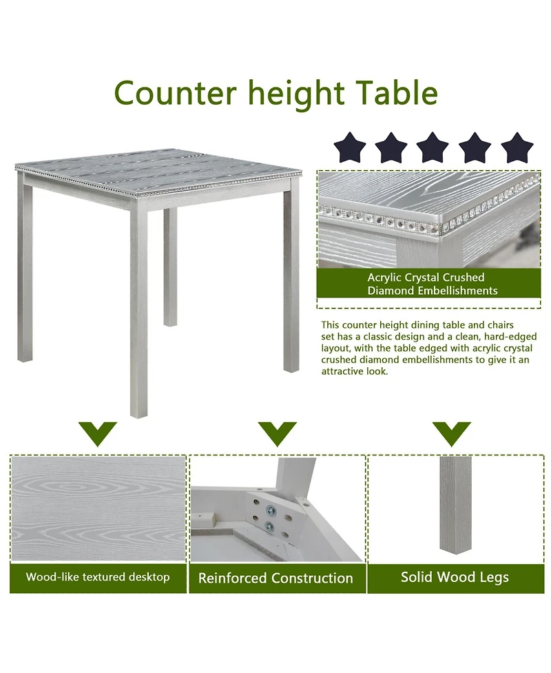 Streamdale Furniture Counter Height Dining Set - Silver Grey