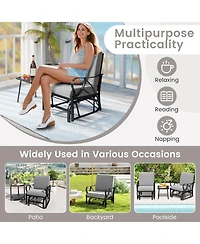 Gymax Patio Glider Chair Single Outdoor Rocking with Seat and Back Cushions