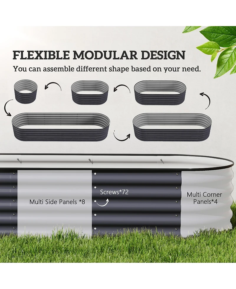 Outsunny Galvanized Raised Garden Bed Planter Box, 7.9' x 2' x 1.4',