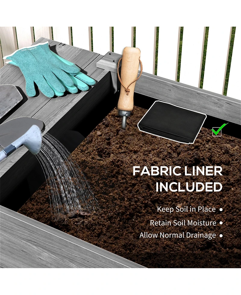 Outsunny Raised Garden Bed, Wood Raised Planter with Liners,