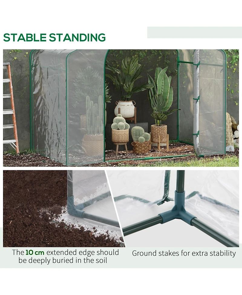 Outsunny Portable Walk-in house, Pvc Cover, Door, Top Vent,