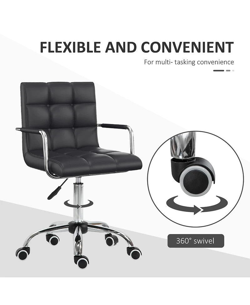 Homcom Executive Pu Leather Office Mid-back Ergonomic Swivel Computer Desk