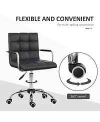 Homcom Executive Pu Leather Office Mid-back Ergonomic Swivel Computer Desk