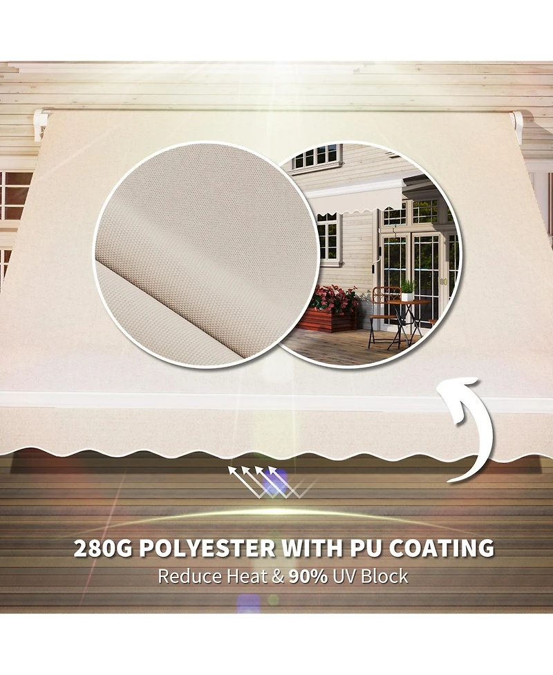 Outsunny 8' x 6.6' Patio Retractable Awning, Manual Sun Shade