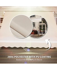 Outsunny 8' x 6.6' Patio Retractable Awning, Manual Sun Shade