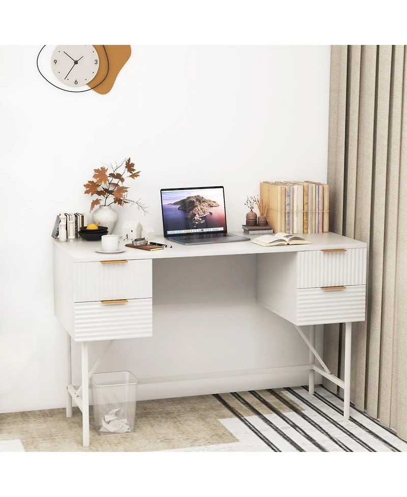 Mecale 48 Inch Home Office Computer Desk with 4 Drawers