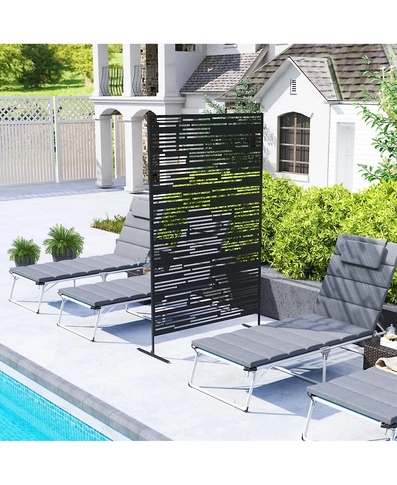 Outsunny 78" H x 48" W Metal Outdoor Privacy Screen,